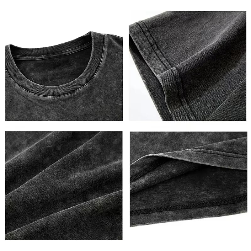 2025 Washed Vintage T-Shirts Street Hip Hop Retro Punk T Shirt Women Harajuku Casual Cotton Short Sleeve Acid Wash Tshirts Tops