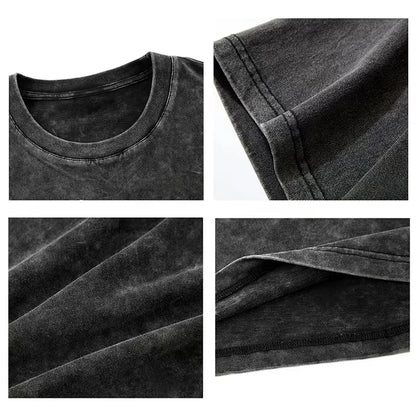 2025 Washed Vintage T-Shirts Street Hip Hop Retro Punk T Shirt Women Harajuku Casual Cotton Short Sleeve Acid Wash Tshirts Tops