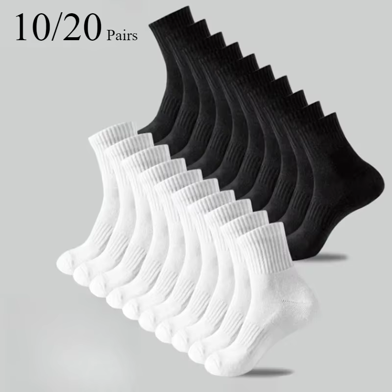 10/20 Pairs Neutral Solid Color round Neck Socks Spring Summer Sweat Absorbing Breathable Soft Comfortable Couple Sports Socks