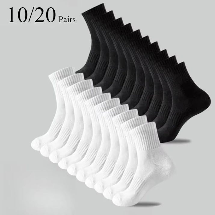10/20 Pairs Neutral Solid Color round Neck Socks Spring Summer Sweat Absorbing Breathable Soft Comfortable Couple Sports Socks
