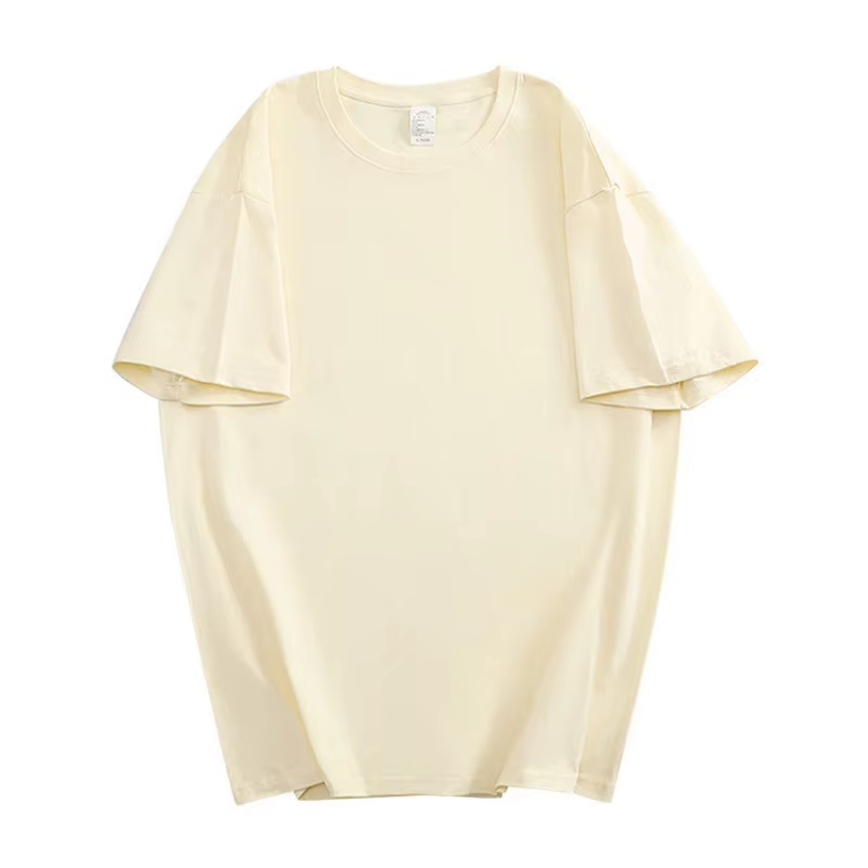 100% Cotton Men'S Women Summer T-Shirt Loose Short-Sleeved Casual Basic T-Shirt round Neck Solid Color Breathable Unisex Tops