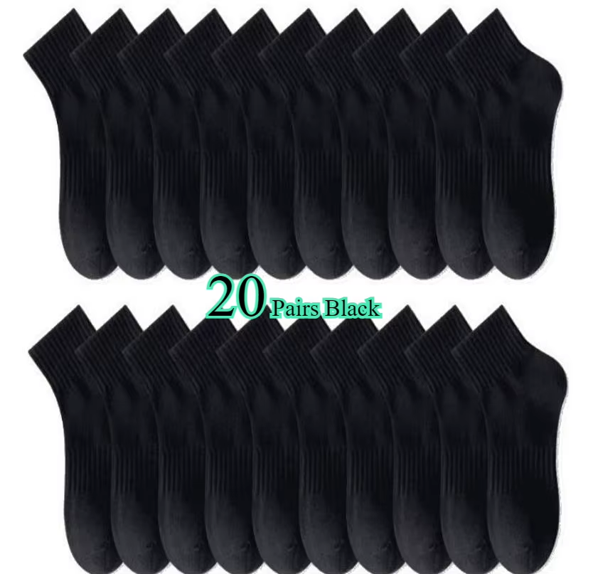 10/20 Pairs Neutral Solid Color round Neck Socks Spring Summer Sweat Absorbing Breathable Soft Comfortable Couple Sports Socks