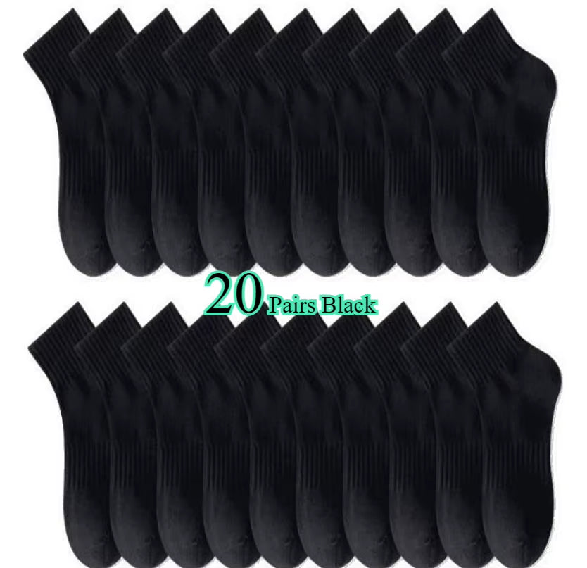 10/20 Pairs Neutral Solid Color round Neck Socks Spring Summer Sweat Absorbing Breathable Soft Comfortable Couple Sports Socks