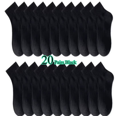 10/20 Pairs Neutral Solid Color round Neck Socks Spring Summer Sweat Absorbing Breathable Soft Comfortable Couple Sports Socks