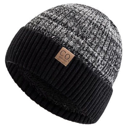 New Unisex Two-Tone Winter Hats Add Fur Lined Men and Women Fashion Warm Beanie Cap Casual Winter Knitted Hats