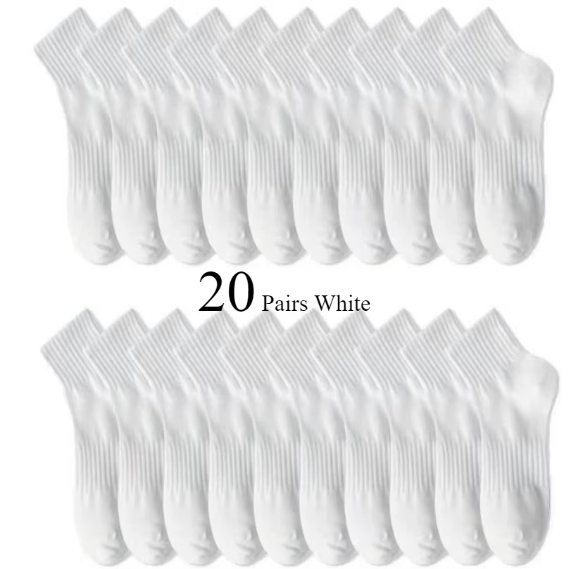 10/20 Pairs Neutral Solid Color round Neck Socks Spring Summer Sweat Absorbing Breathable Soft Comfortable Couple Sports Socks