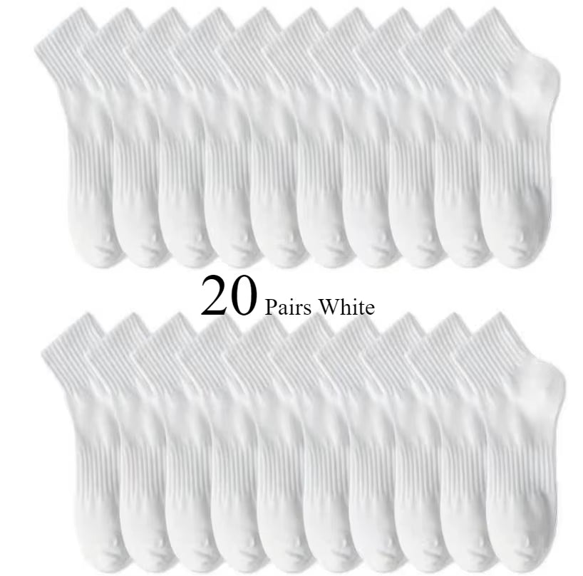 10/20 Pairs Neutral Solid Color round Neck Socks Spring Summer Sweat Absorbing Breathable Soft Comfortable Couple Sports Socks