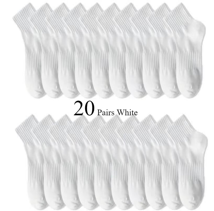 10/20 Pairs Neutral Solid Color round Neck Socks Spring Summer Sweat Absorbing Breathable Soft Comfortable Couple Sports Socks