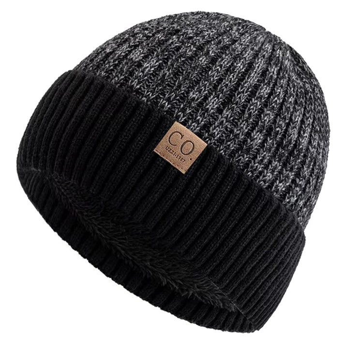 New Unisex Two-Tone Winter Hats Add Fur Lined Men and Women Fashion Warm Beanie Cap Casual Winter Knitted Hats