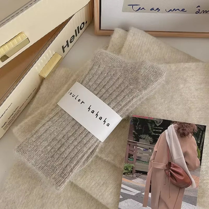 Winter Thick Warm Women'S Cashmere Wool Socks Japanese Harajuku Style Solid Color Long Thermal Fashion Sox for Ladies