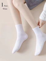 10/20 Pairs Neutral Solid Color round Neck Socks Spring Summer Sweat Absorbing Breathable Soft Comfortable Couple Sports Socks
