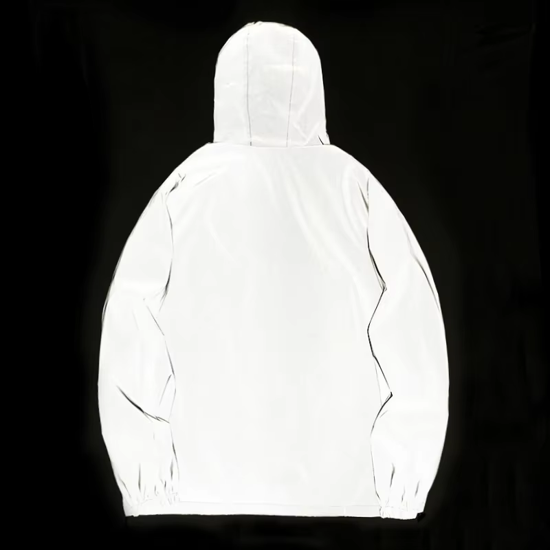 NEW SIZE Night Reflective Jackets Double Fabric Windbreaker Hooded Jacket Men Hip Hop Dancer Waterproof Zipper Coats Outwear