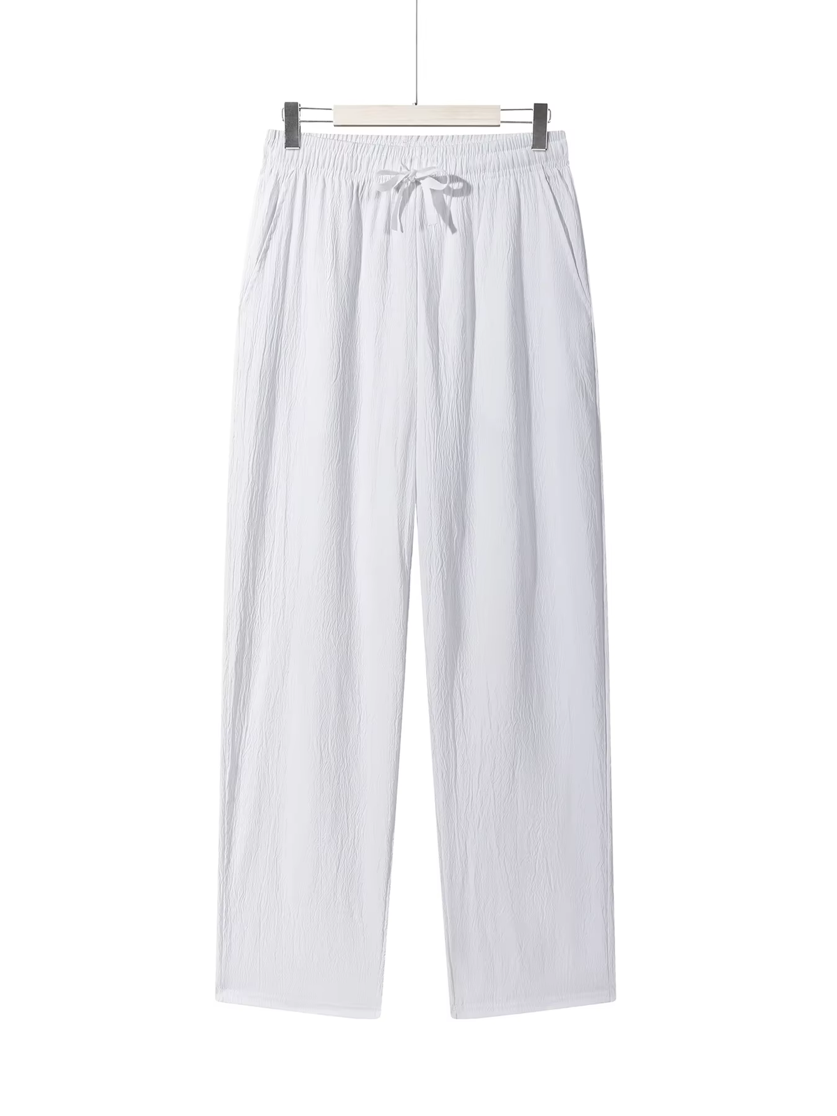 Men'S Casual Straight Trousers Summer Autumn Breathable Solid Color Long Pants Drawstring Fitness Sweatpants Men Streetwear