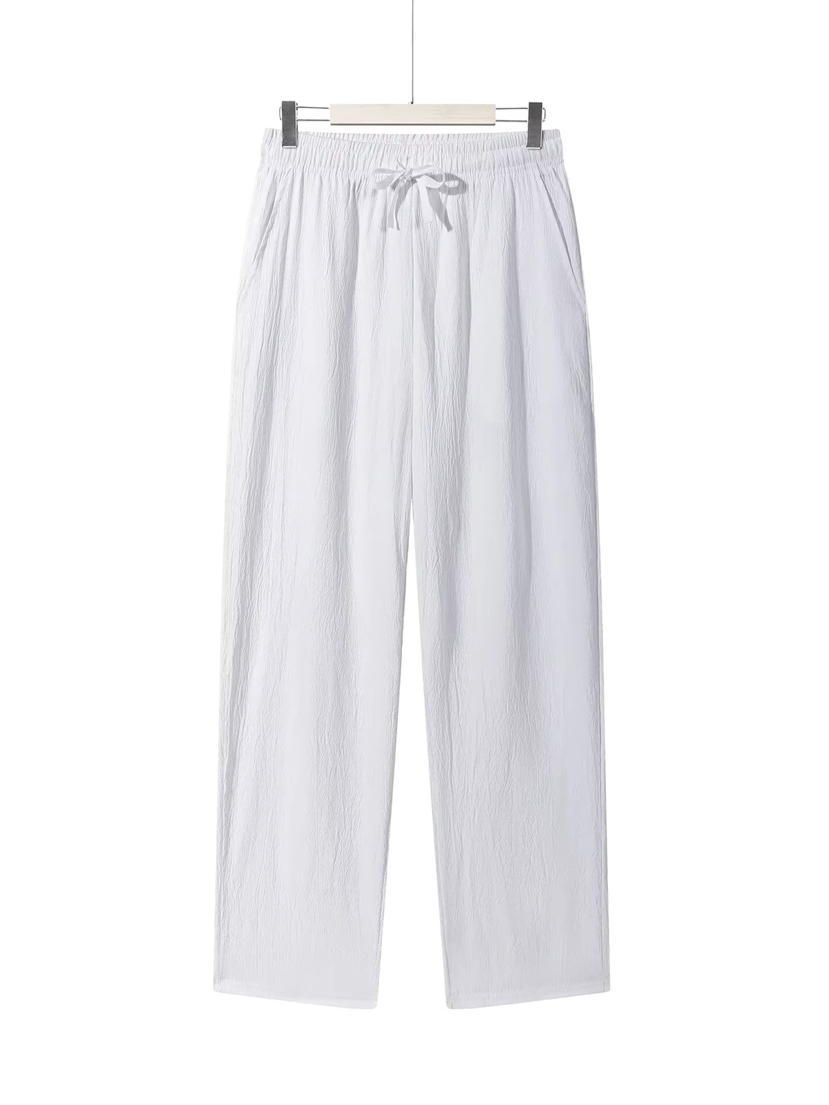 Men'S Casual Straight Trousers Summer Autumn Breathable Solid Color Long Pants Drawstring Fitness Sweatpants Men Streetwear