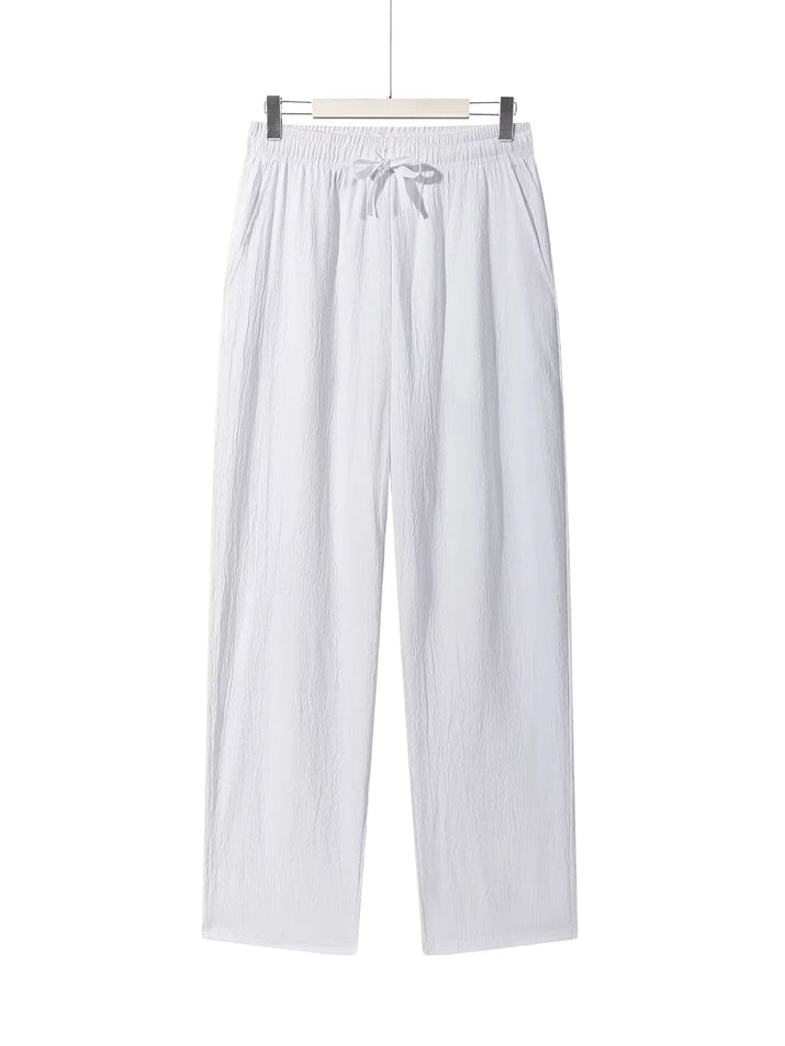 Men'S Casual Straight Trousers Summer Autumn Breathable Solid Color Long Pants Drawstring Fitness Sweatpants Men Streetwear