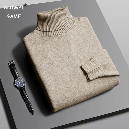 Elevate Your Autumn Style with Our Men's Slim Fit Knitted Turtleneck Sweater - Anti-Pilling, Trendy & Versatile!