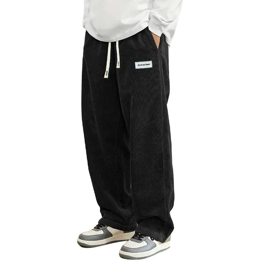 Elevate Your Casual Style with Men's Loose Fit Corduroy Sweatpants - Perfect for Autumn and Winter Adventures!