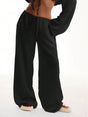 Casual Oversized White Solid Wide Leg Pants Fashion Women Elastic High Waist Pocket Baggy Sweatpant Office Lady Commute Trousers