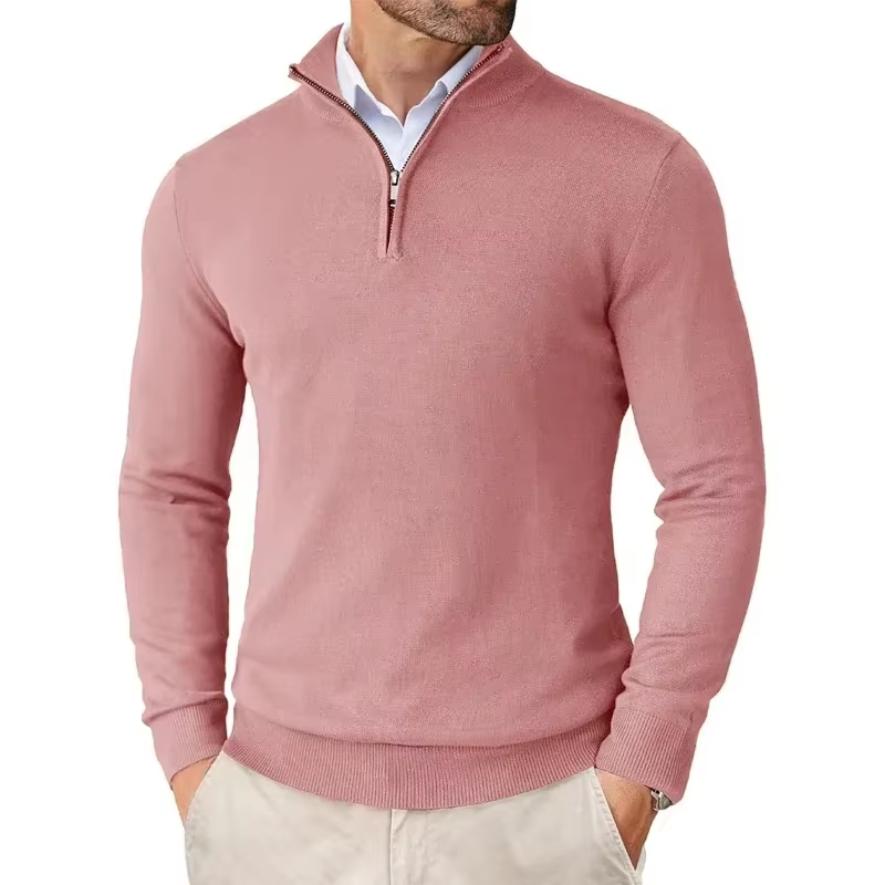 Men'S Quarter Zip up Sweaters Slim Fit Lightweight Pullover Outdoor Mock Neck Tops Half Turtleneck Knitted Streetwear