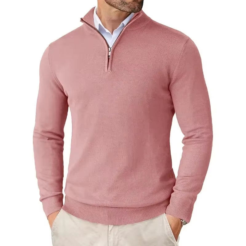 Men'S Quarter Zip up Sweaters Slim Fit Lightweight Pullover Outdoor Mock Neck Tops Half Turtleneck Knitted Streetwear