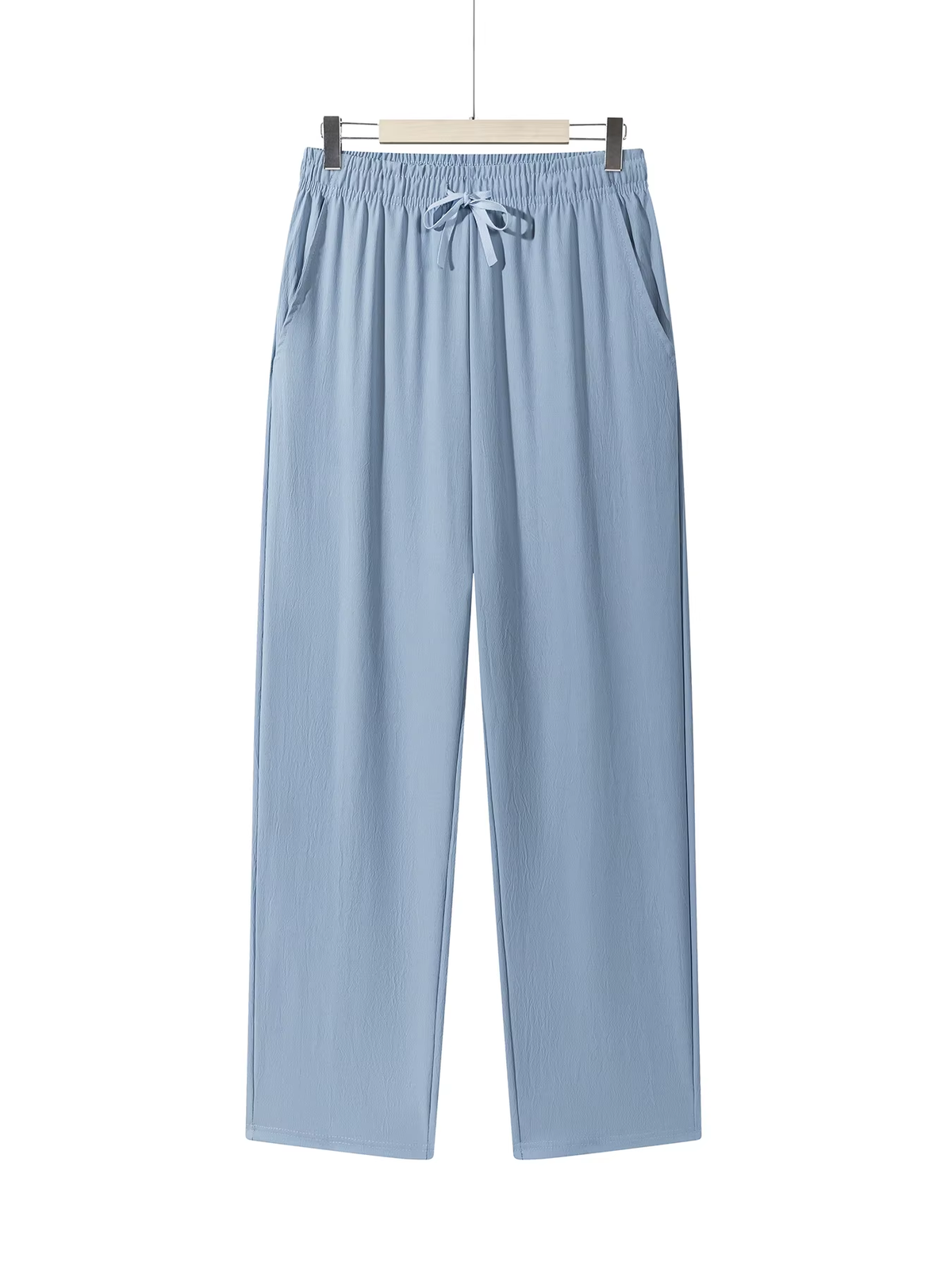 Men'S Casual Straight Trousers Summer Autumn Breathable Solid Color Long Pants Drawstring Fitness Sweatpants Men Streetwear