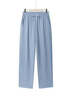 Men'S Casual Straight Trousers Summer Autumn Breathable Solid Color Long Pants Drawstring Fitness Sweatpants Men Streetwear