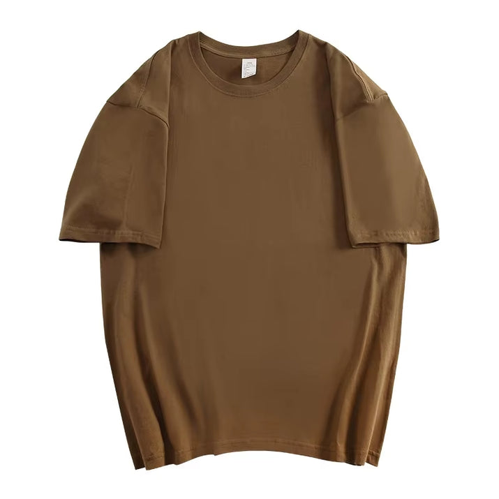 100% Cotton Men'S Women Summer T-Shirt Loose Short-Sleeved Casual Basic T-Shirt round Neck Solid Color Breathable Unisex Tops