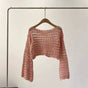 Long Sleeve Crochet Knit Top Summer Beach Bikini Cover up Crop Pullover Wool Knitwear Blouse Women Vacation Boho Outfit