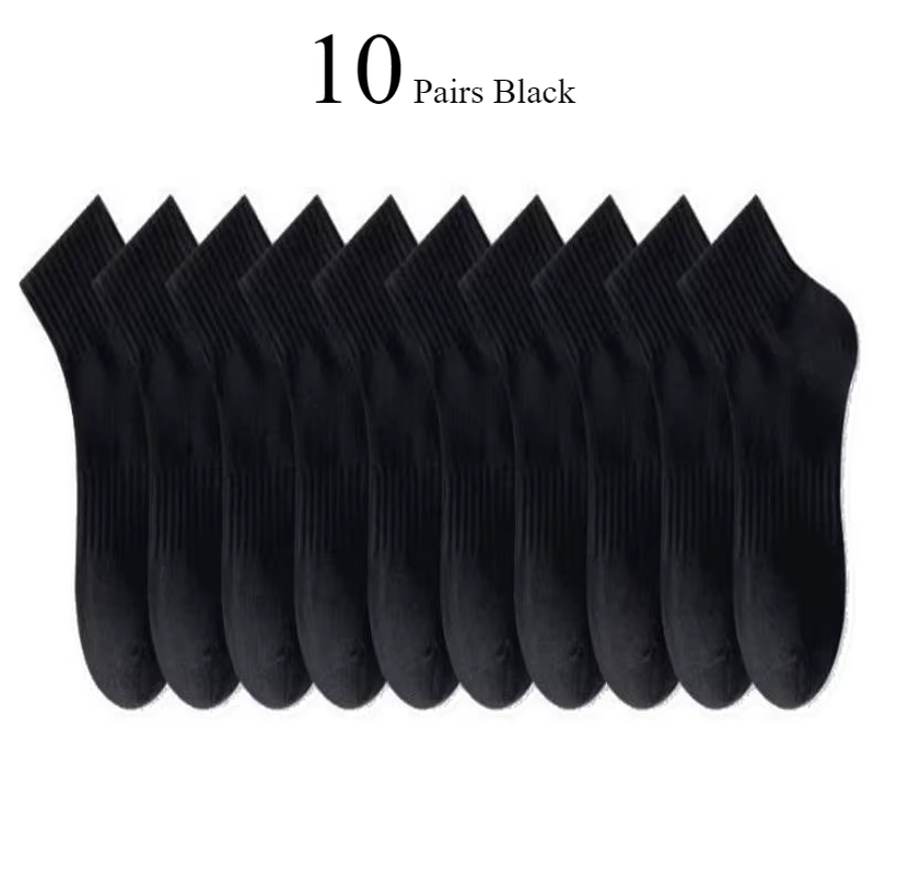 10/20 Pairs Neutral Solid Color round Neck Socks Spring Summer Sweat Absorbing Breathable Soft Comfortable Couple Sports Socks