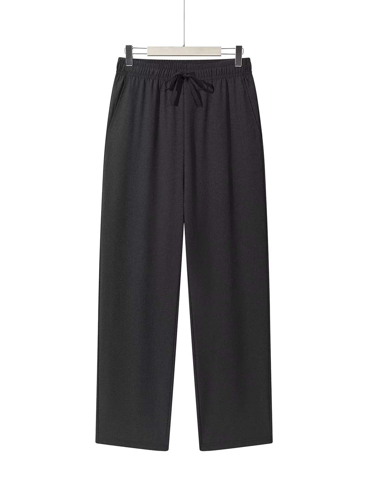 Men'S Casual Straight Trousers Summer Autumn Breathable Solid Color Long Pants Drawstring Fitness Sweatpants Men Streetwear