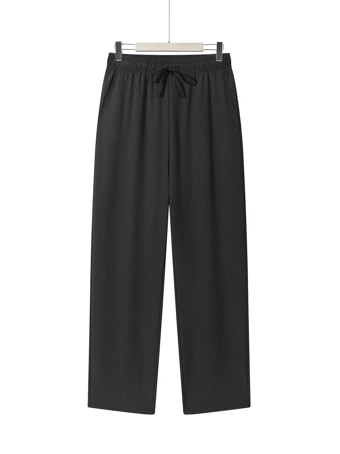 Men'S Casual Straight Trousers Summer Autumn Breathable Solid Color Long Pants Drawstring Fitness Sweatpants Men Streetwear