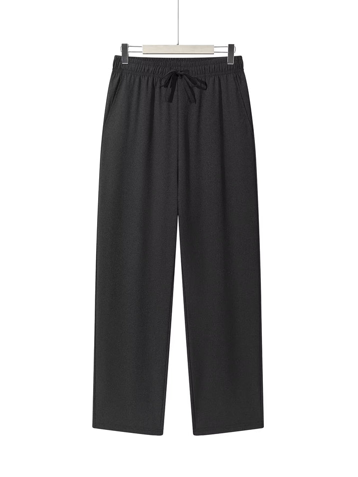Men'S Casual Straight Trousers Summer Autumn Breathable Solid Color Long Pants Drawstring Fitness Sweatpants Men Streetwear