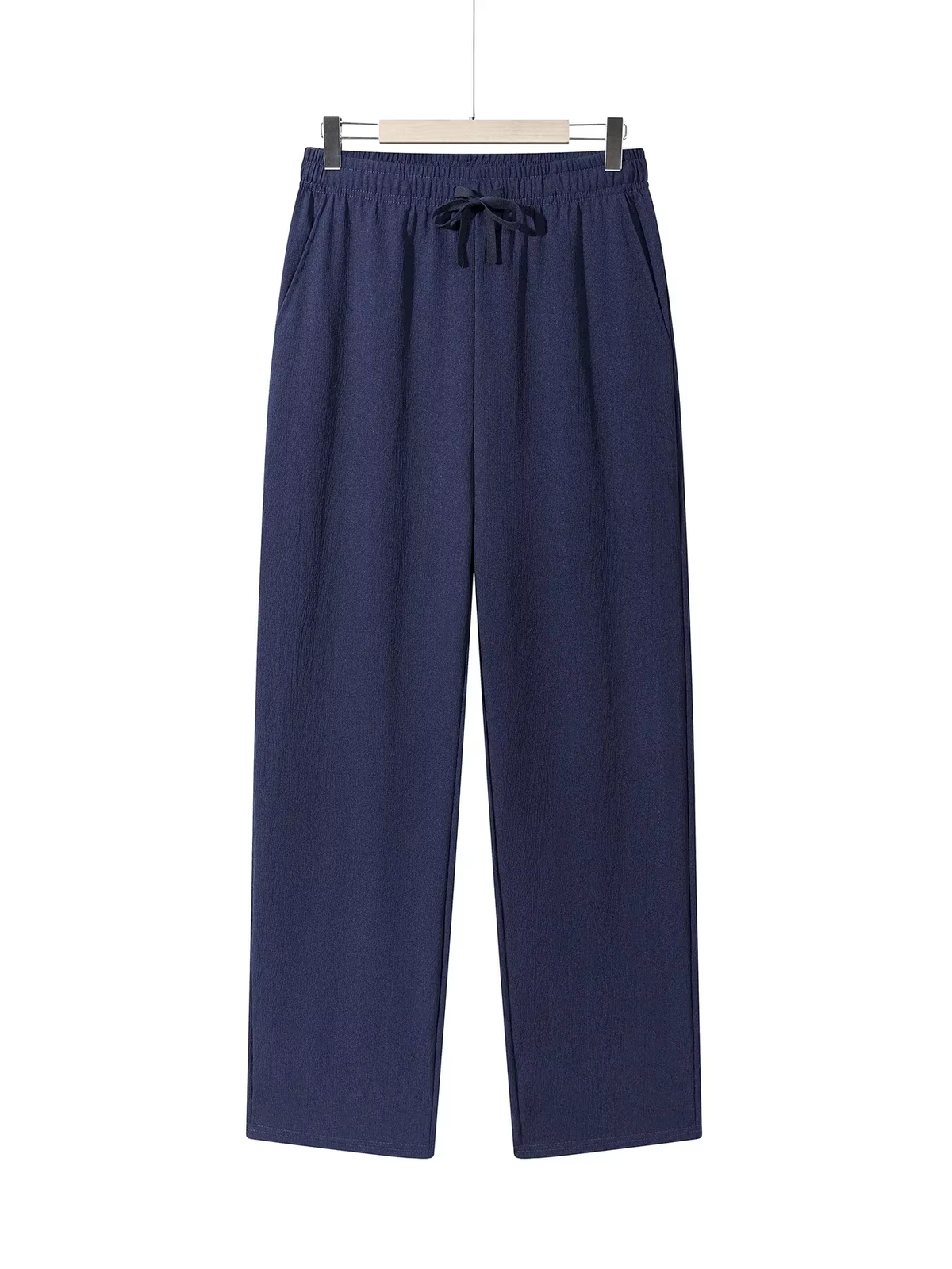 Men'S Casual Straight Trousers Summer Autumn Breathable Solid Color Long Pants Drawstring Fitness Sweatpants Men Streetwear