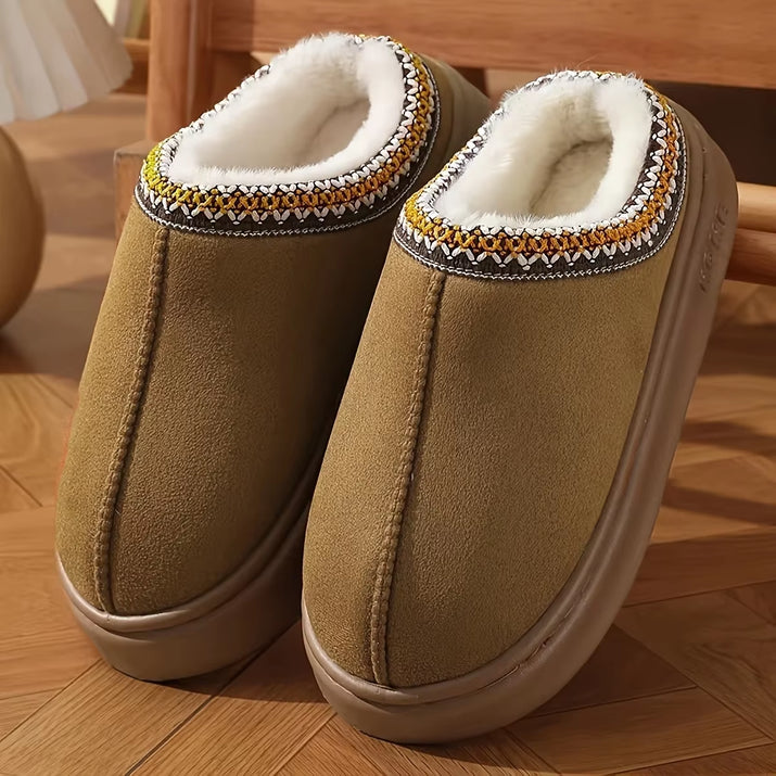 Women's Elegant Comfort Lined Slippers with Soft Sole for Winter - Versatile Indoor and Outdoor Footwear